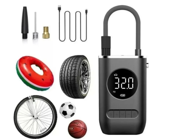 Compresor de Aire Portátil Recargable – Inflado Rápido para Carro, Moto y Bicicleta carro.